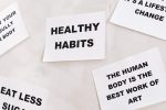 Motivational cards promoting healthy habits and positive thinking for lifestyle change.